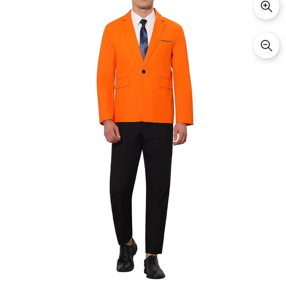 Vibrant Orange Men's Blazer - Picture 4 of 6